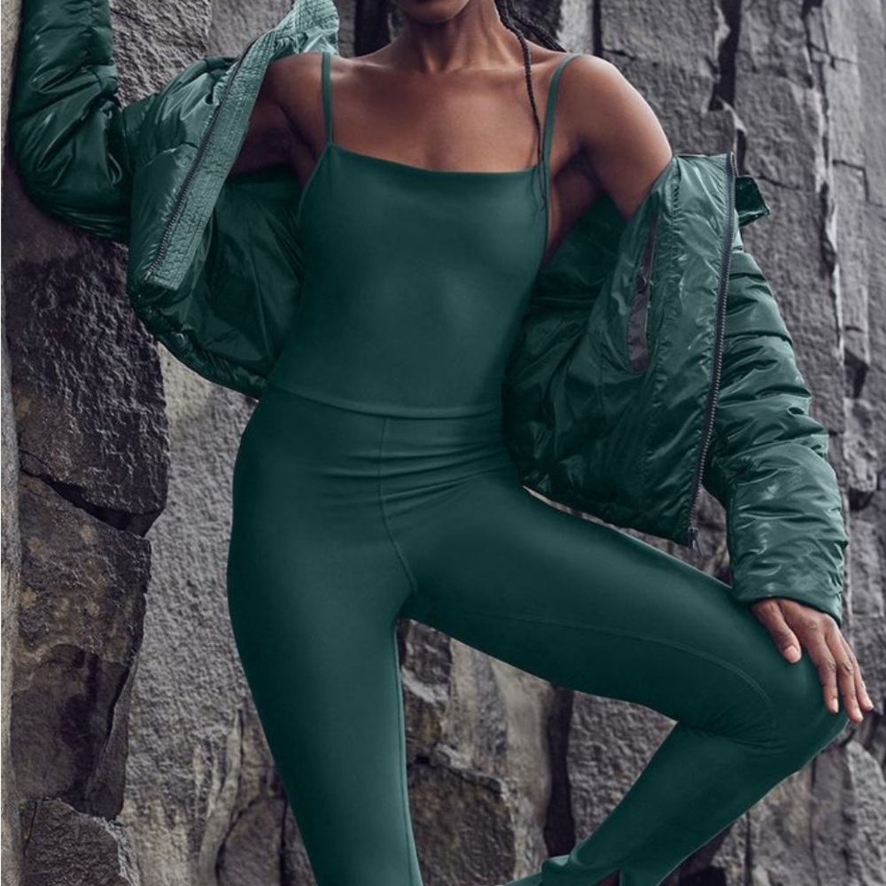 ALO Yoga disco daze airlift jumpsuit onesie. Midnight green XS NWT Sold out. - Picture 4 of 5
